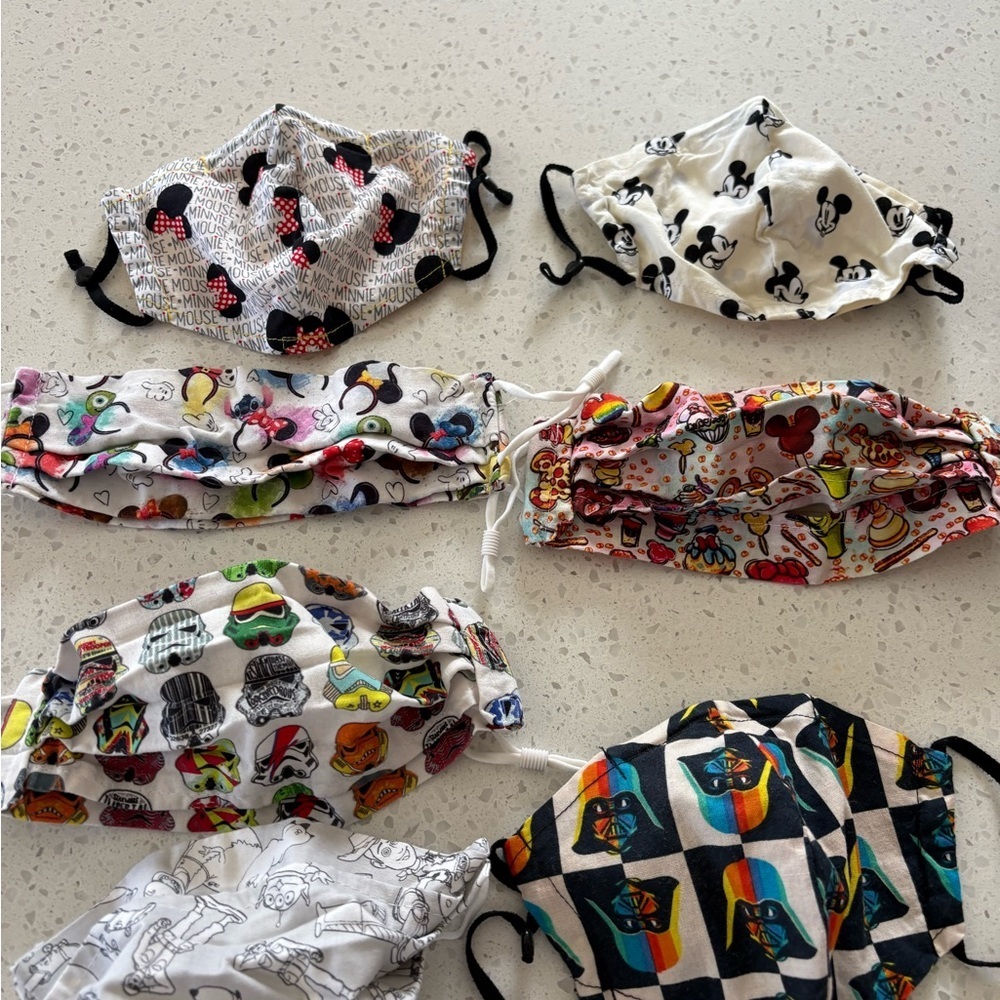 Colorful Disney Print Face Masks Set